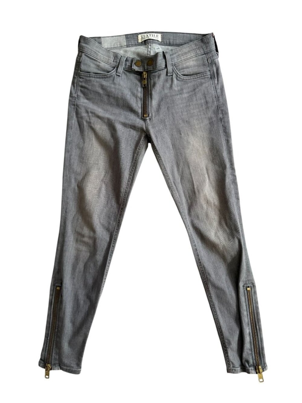 ELIZABETH AND JAMES Textile Gray Skinny Moto Zip Jeans Size 28